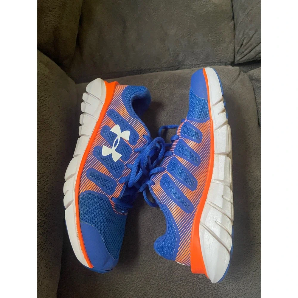 Under Armour Thrill 3 Blue Orange Kids Running Shoes 3019923-600 Size 3Y